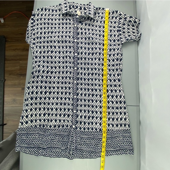 Ann Taylor Loft Beach navy white linen button front dress cover up wms sz medium - Picture 9 of 12